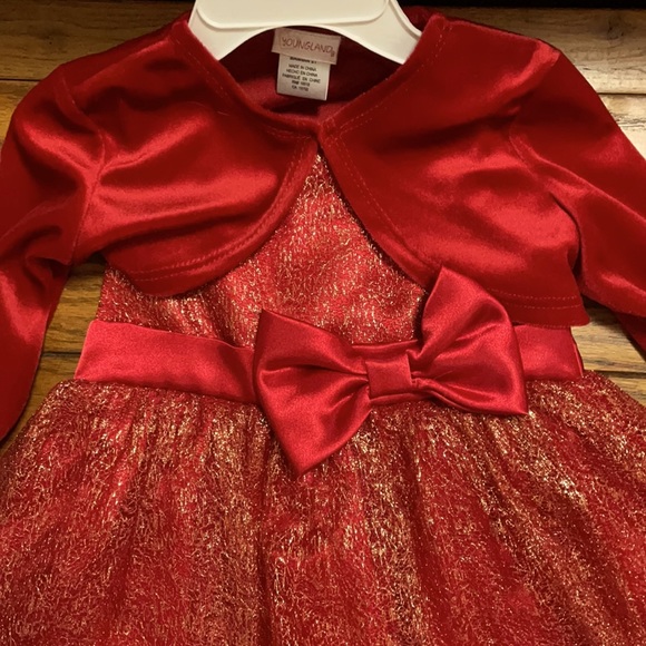 Girl’s 2-Piece Red Longsleeve Dress 2T - Picture 2 of 4
